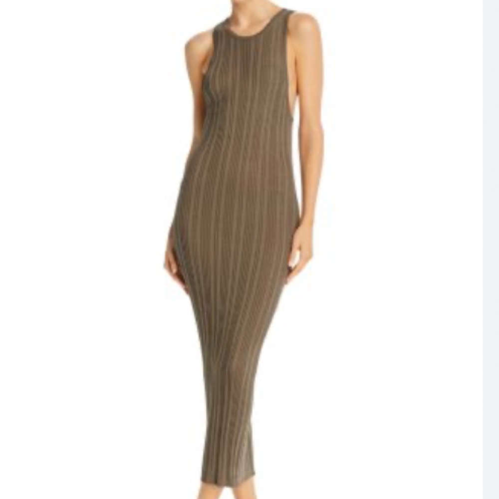REMAIN Birger Christensen Gere Rib Knit Midi Dress Womens Small Green